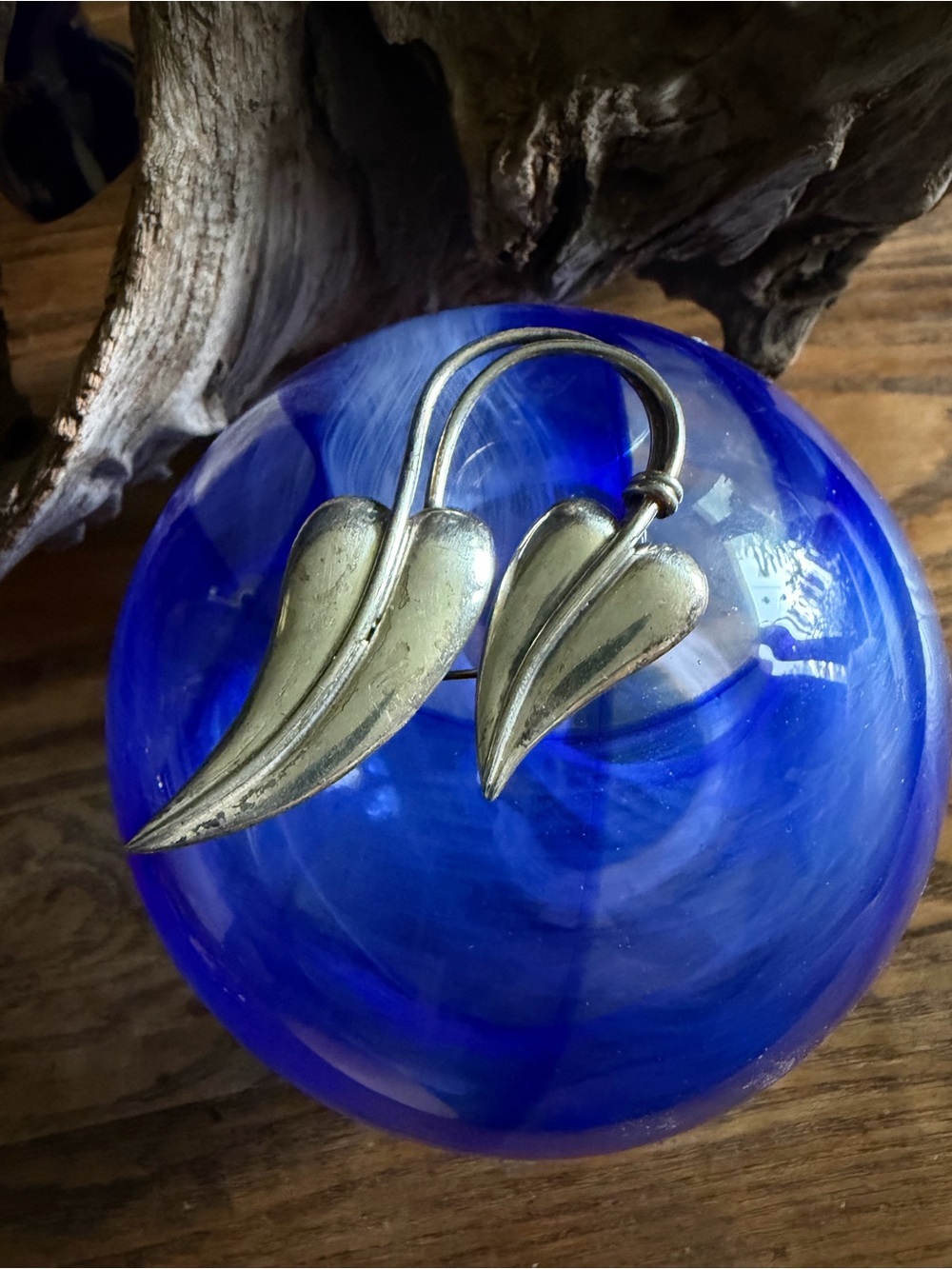 Vintage Sterling Silver Leaf Brooch